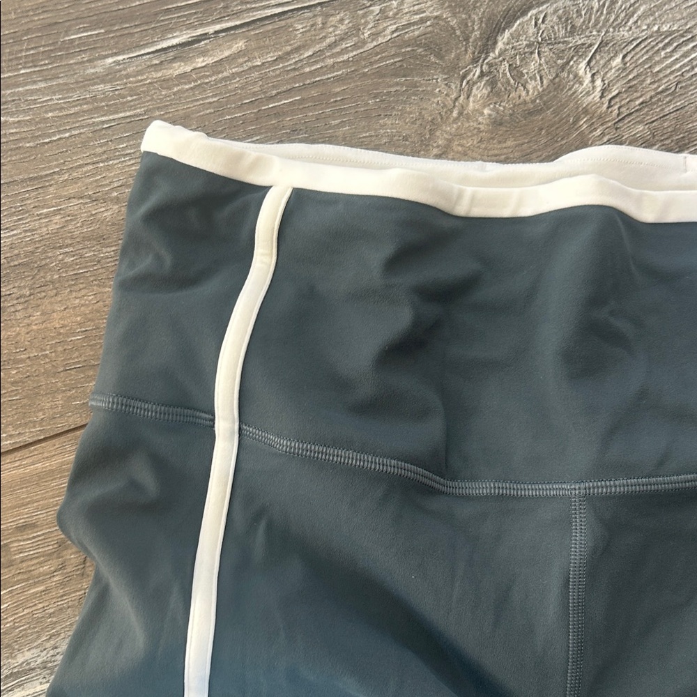 Athleta Dark Gray Leggings with White Stripes - Picture 4 of 7
